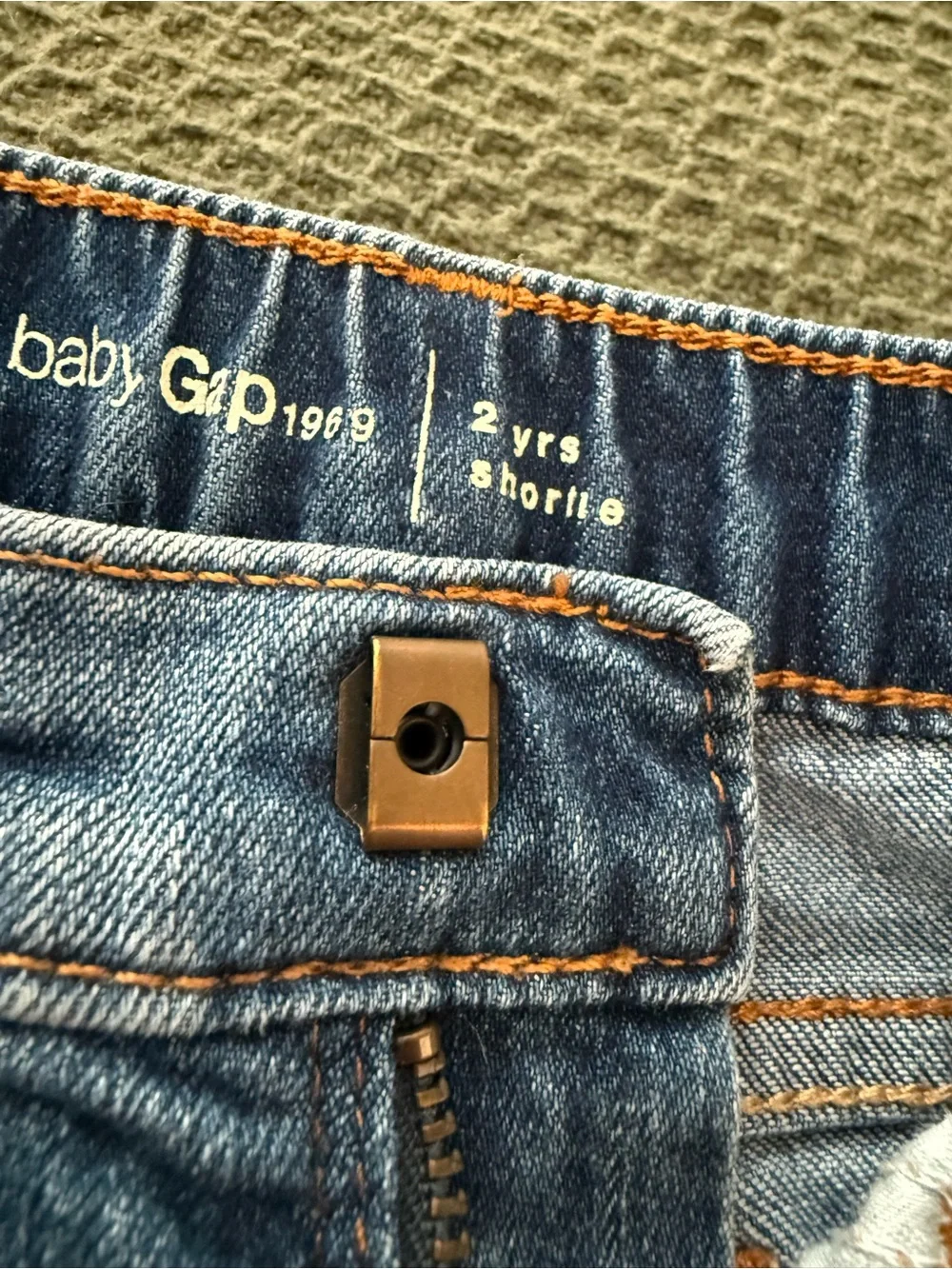 GAP Girls Blue Denim Shorts with Rainbow & Patch Details